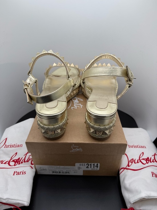 Christian Louboutin Pyraclou Platine Stud Platform Sandals - Picture 11 of 12